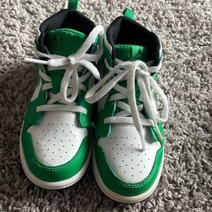 Green and white toddler Jordan 1s